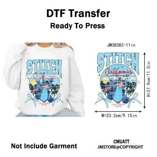 Retro Cartoon Happy Summer Vacation Vibes Coquette Seashells Iron on DTF Heat Transfer Stickers Ready to Press for Clothes Bags