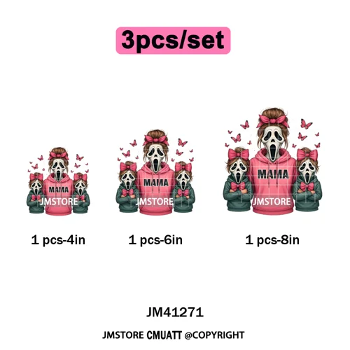 Spooky Halloween Scary Ghost Pumpkin Mama Kids Family Love Iron on Washable DTF Transfers Stickers Ready to Press for Textile