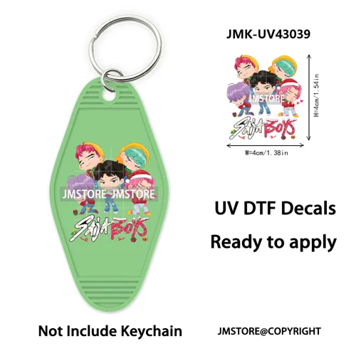 Christmas Kpop Team Demon Hunters Movie UV DTF Keychain Decals Ready To Apply Waterproof Durable Wraps For Hotel Motel Keychain