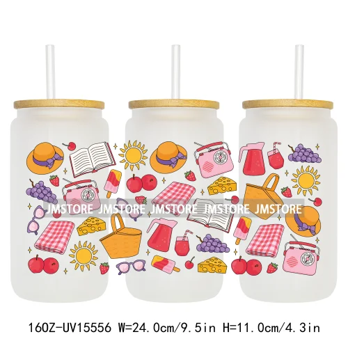 Summer Trip Girly Camping UV DTF Stickers Ready to Transfer Cup Wrap Custom Labels DIY Craft For Libbey Glass Can Mug Tumbler