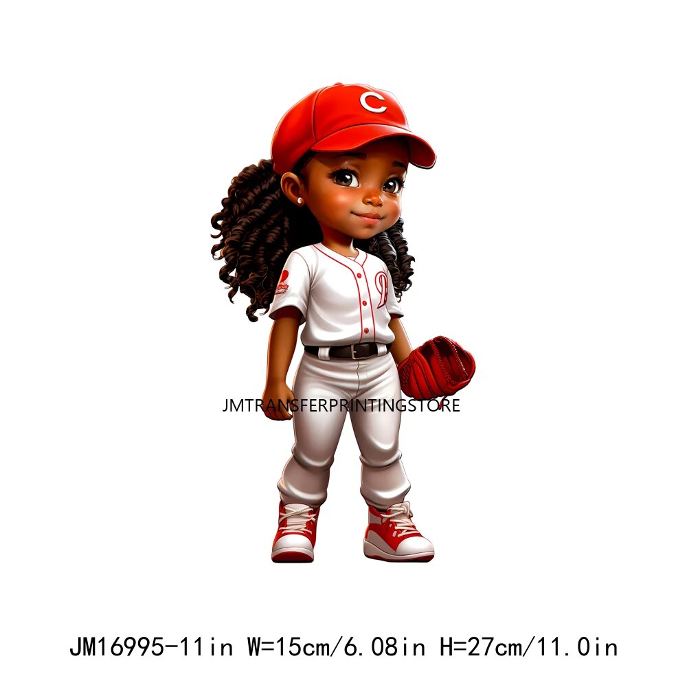 Afro Cut Sport Girl Football Baseball Sticker Heat Press American Afro Sport Kids DTF Transfers For Bags Hoodies