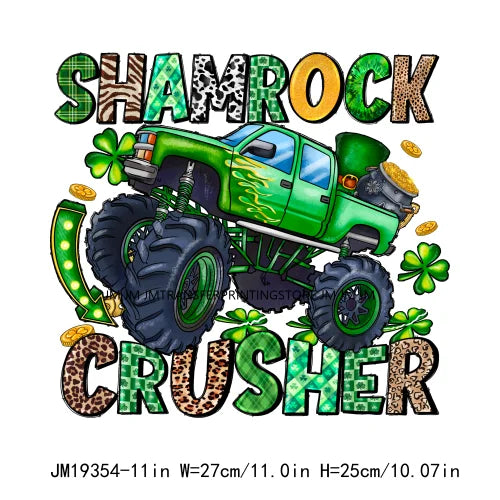 Shamrock Crusher Sassy litt lassie St Patricks Day Coffee Rainbow Gnomies Logos DTF Transfer Stickers Ready To Press For Hoodies