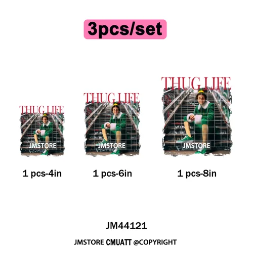 Funny Christmas Movie Quotes Cartoon Characters Santa Iron on Washable DTF Heat Transfer Stickers Ready to Press for Sweatshirts