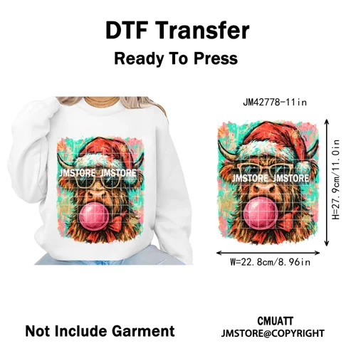 Preppy Brushstroke Gingerbread Santa Bow Tree Merry Christmas Girly Iron on DTF Transfers Stickers Ready to Press for T-shirts