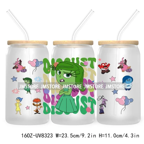 It's Okay To Feel All The Feels UV DTF Cup Wrap For 16OZ Glass Cup Can Transfer Stickers Custom Label Logo Inside Out Characters