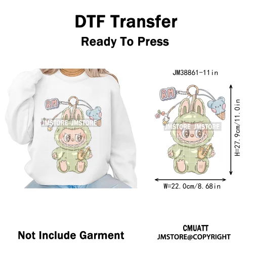Cartoon Princess Girly Flowers Checkered Doll Characters Iron on DTF Washable Heat Transfer Stickers Ready to Press for Clothing