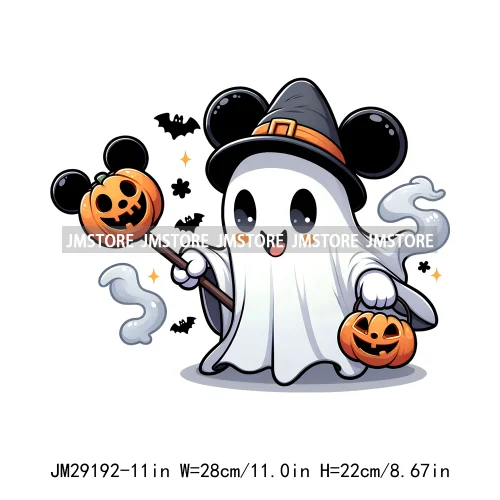 Cartoon Halloween Scary Cute Horror Characters Pumpkin Fall Vibes DTF Iron On Transfers Stickers Ready To Press For Clothing