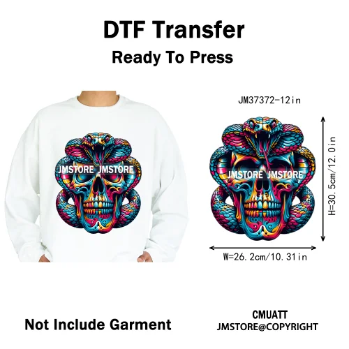 12in Hip Hop Graffiti Urban Skull Gaming Controller Game Lovers Iron on DTF Transfers Stickers Ready to Press for Hoodies Bags