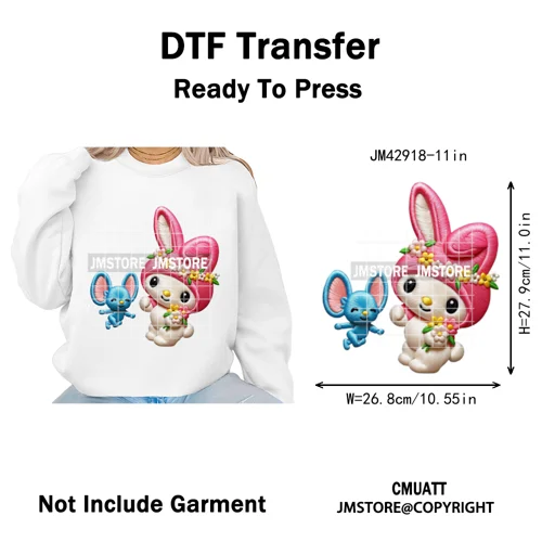 Scarf Christmas Cartoon Movie Mouse Friends Faux Yarn Embroidery Iron on DTF Transfers Stickers Ready to Press for Sweatshirts