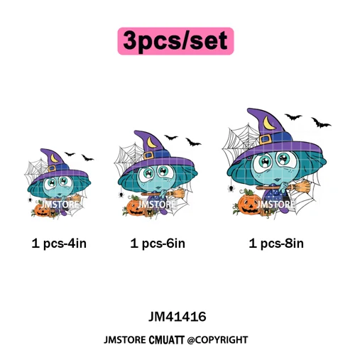 Funny Cartoon Movie Character Halloween Pumpkin Coquette Iron on DTF Washable Heat Transfer Stickers Ready to Press for Clothes