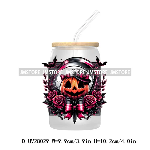 Cartoon Halloween Highland Cow UV DTF Transfer Stickers Decals For Libbey Cold Cups Mug Tumbler High Quality Labels Spooky Skull