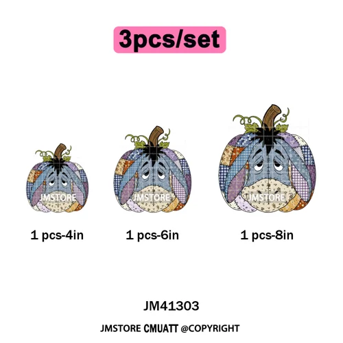 Preppy Floral Cartoon Friends Fall Patchwork Pumpkin Halloween Iron on Washable DTF Transfer Stickers Ready to Press for Clothes