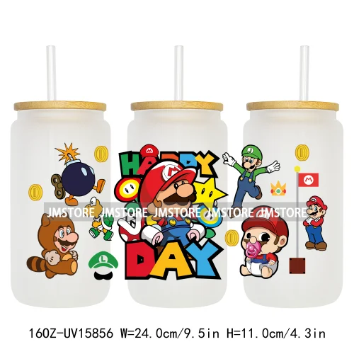 Retro Game Super Hero Princess UV DTF Cup Wraps Ready To Apply Waterproof Transfer Stickers For 16OZ Libbey Glass Can Tumbler