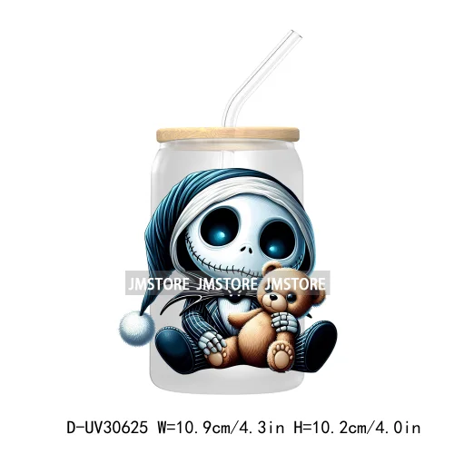 Spooky Cartoon Halloween Characters UV DTF Transfer Stickers Decals For Libbey Cold Cups Mugs Tumbler Waterproof Baby Princess