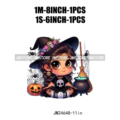 Custom Halloween Spooky Witch Latina Baby Girls Iron On Decals Hispanic Princess DTF Heat Press Transfers Stickers For Hoodies