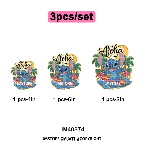 Aloha Flower Summer Vibes Cartoon Animal Vacation Life Designs Iron on DTF Washable Transfers Sticker Ready to Press for Clothes