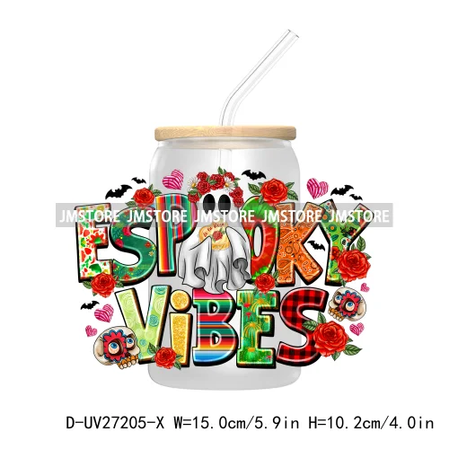 Mexican Ghost Espooky Vibes UV DTF Transfer Stickers Decals For Libbey Cold Cups Mugs Tumbler Waterproof Custom Logo Conchas Boo