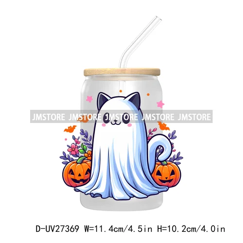 Funny Witch Ghosts Halloween Bat UV DTF Transfer Stickers Decals For Libbey Cold Cups Mugs Tumbler Waterproof Craft Spooky Vibes