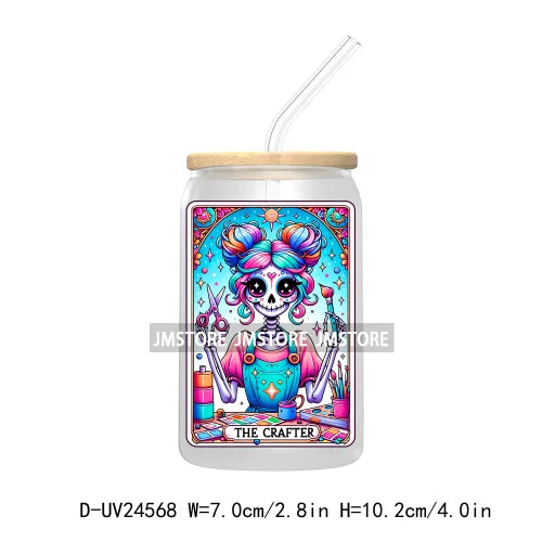 Mexican Culture Tarot Card UV DTF Transfer Stickers Decals For Libbey Cold Cups Mug Tumbler Waterproof DIY Craft Latina Skeleton