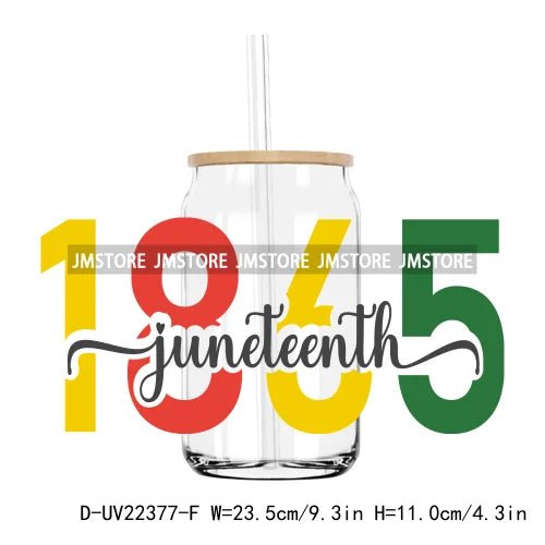 Celebrate 1865 Juneteenth Freedom UV DTF Sticker For 16OZ Libbey Glass Cup Can Wrap Transfer Stickers Custom Labels DIY Logo