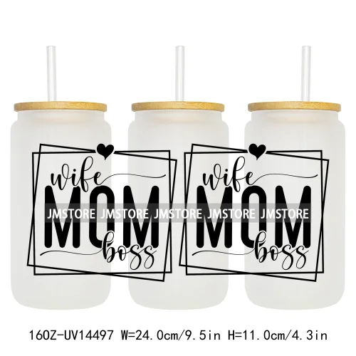 Girl Boy Mom Funny Quotes UV DTF Stickers Ready to Transfer Cup Wrap Custom Labels DIY Craft For Libbey Can Glass Tumblers Mugs