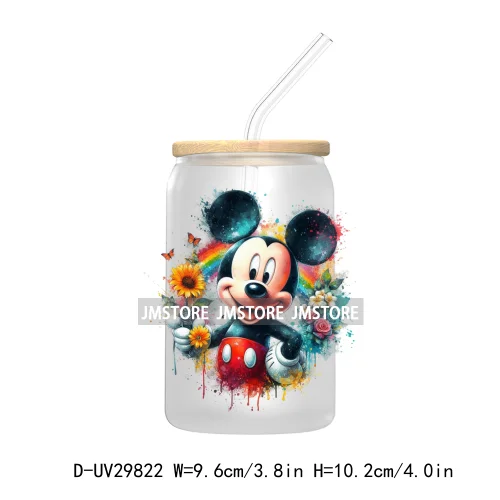 New Trendy Cartoon Mouse Couple Watercolor UV DTF Transfer Sticker Decals For Libbey Cold Cups Mugs Tumbler Animal Kingdom Vibes