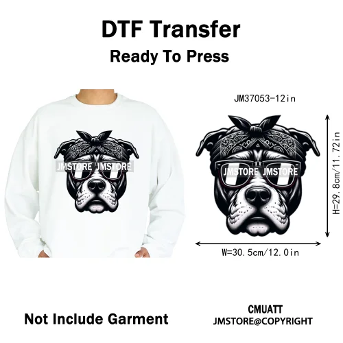 12in Streetwear Vibes Rich Cool Cartoon Bulldog King Designs Washable Iron on DTF Transfers Stickers Ready to Press for Clothes