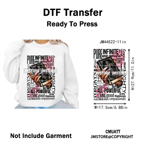 Afro Girls Prayer Jesus Faith Love Magic Christian Women Iron on Washable DTF Heat Transfers Stickers Ready to Press for Clothes