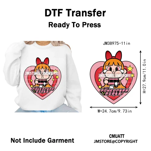 Cute Cry Tears Sad Girls Cartoon Dolls Love Designs Iron on DTF Washable Heat Transfers Stickers Ready to Press for Clothes Bags