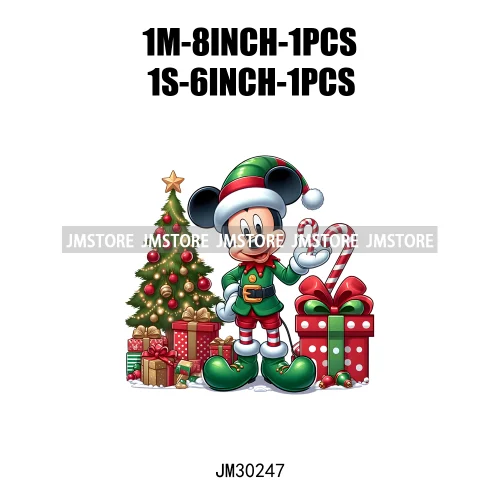 Christmas Cartoon Animal Characters Snow Holiday Santa Tree Gifts Iron On DTF Transfers Stickers Ready To Press For Sweatshirts
