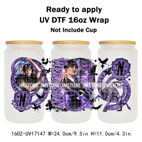 Halloween Horror Movies Mom Messy Bun UV DTF Stickers Ready To Apply Cup Wrap Custom Labels DIY Craft For 16OZ Libbey Can Glass