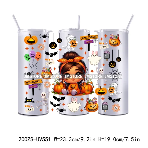 Latina Baby Halloween Pumpkin 20OZ Straight Skinny Tumbler Wrap UV DTF Cup Wraps Custom Labels Transfer Sticker Waterproof Logo