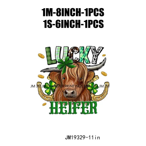 Let's Get Lucked Up Load On Luck Decals Lucky Baby Cowboy Heifer Animal Blessed St Patrick's Day DTF Transfer Stickers For Shirt