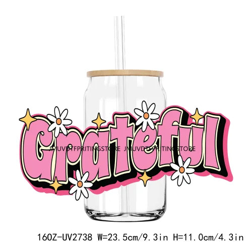 Kindness Self Love Positive Quotes UV DTF Sticker For 16OZ Libbey Glass Cup Can Wrap Transfer Sticker Custom Labels DIY Logo