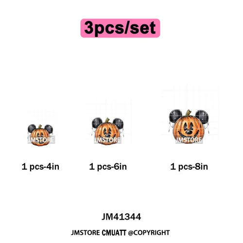 Cartoon Friends Character Faux Glitter Coquette Pumpkin Girly Halloween Iron on DTF Transfer Stickers Heat Press for Hoodies Bag