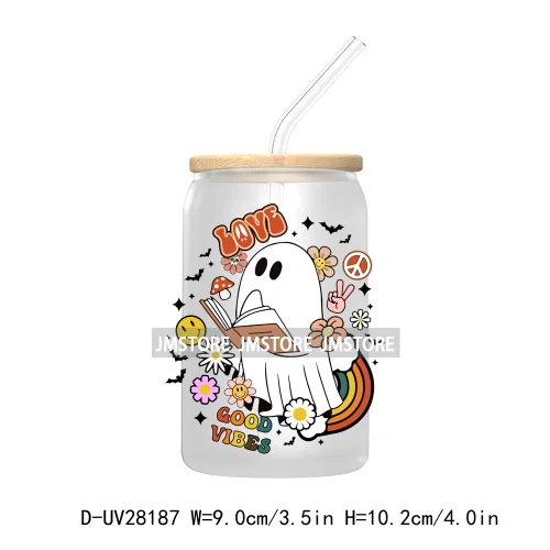 Spooky Ghost Boo Halloween Tis The Season UV DTF Transfer Stickers Decals For Libbey Cold Cup Mugs Tumbler Waterproof Book Ghoul