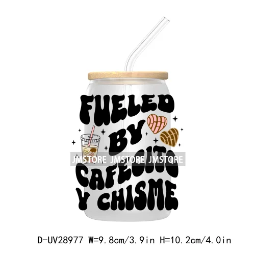 But First Cafecito Y Chisme UV DTF Transfer Stickers Decals For Libbey Cold Cups Mugs Tumbler Coquette Bow Sweet Like Pan Dulce