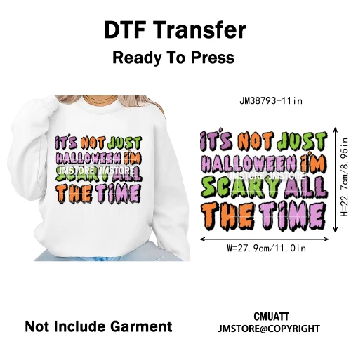 Sarcasm Halloween Time Boos Ghost Spooky Vibes Washable Designs Iron on DTF Transfers Stickers Ready to Press for T-shirts Bags