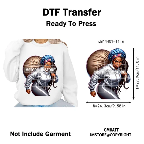 Angry Office African Girl Sassy Moods Housework Mom Iron on Washable DTF Heat Transfer Stickers Ready to Press for T-shirts Bags