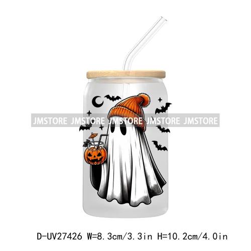 Cute Bougie Ghost Boo Halloween UV DTF Transfer Stickers Decals For Libbey Cold Cup Mug Tumbler High Quality Fall Pumpkin Season