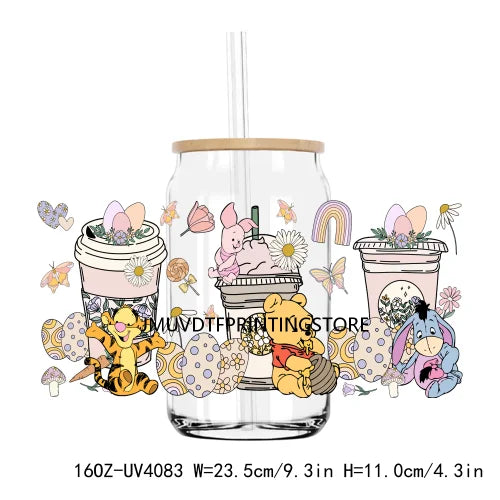 Cartoon Easter Character 16OZ UV DTF Cup Wrap Transfers Stickers Custom Label DIY Waterproof Logo For Libbey Glass Can Egg Bunny