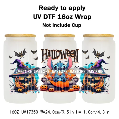 Spooky Halloween Cartoon Character Ghost Bats Pumpkin UV DTF Stickers Ready To Apply Cup Wrap Custom Prints For Libbey Can Glass