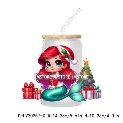 Princess Christmas Cartoon Friends UV DTF Transfer Stickers Decals For Libbey Cold Cups Mugs Tumbler High Quality Xmas Gift Tree