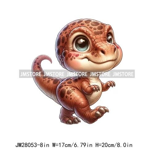 Colorful Dinosaur Baby Animal Thermal Printing Iron On DTF Transfer Stickers Ready To Press For Clothes