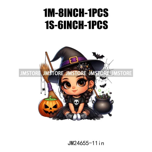 Custom Halloween Spooky Witch Latina Baby Girls Iron On Decals Hispanic Princess DTF Heat Press Transfers Stickers For Hoodies