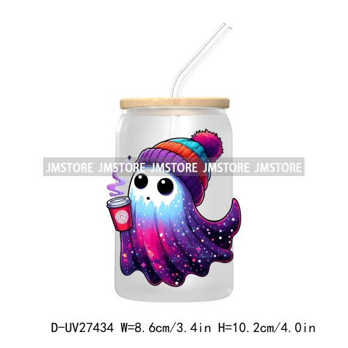 Cute Bougie Ghost Boo Halloween UV DTF Transfer Stickers Decals For Libbey Cold Cup Mug Tumbler High Quality Fall Pumpkin Season