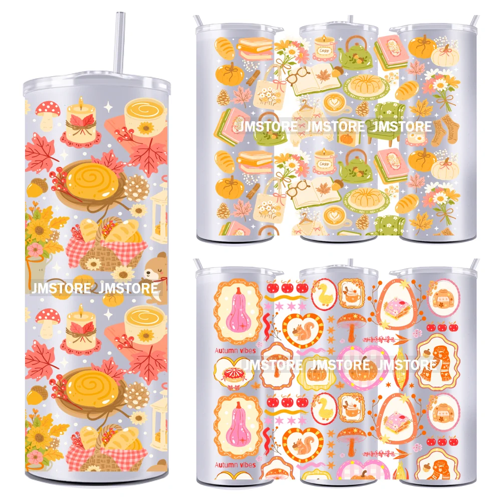 Cozy Season Fall Thanksgiving UV DTF Tumbler Wraps Durable Ready To Apply Transfer Stickers For 20OZ Straight Skinny Tumblers