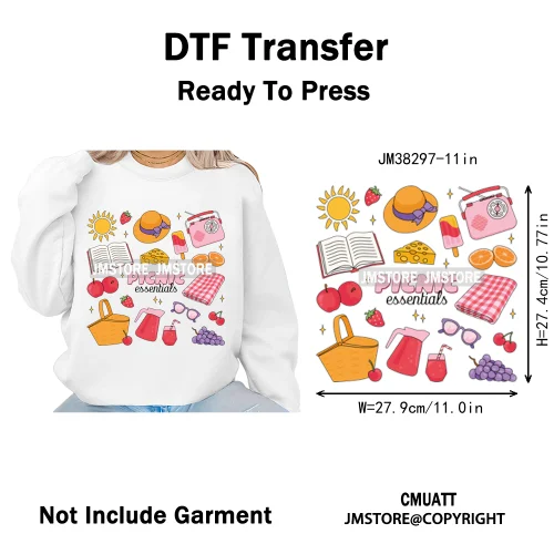 Cute Summer Book Picnic Kindle Club Beach Reading Bookish Vacation Iron on DTF Transfer Stickers Ready to Press for Clothes Bags