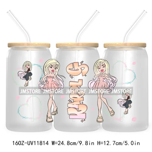 Cartoon Girls Bichota Doll Season Concert Wire Heart Manana Sera Bonito UV DTF Stickers Cup Wraps For 16OZ Libbey Glass Can