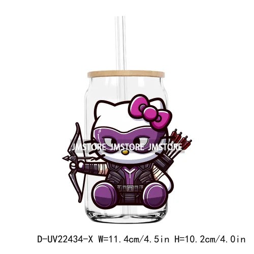 Super Cats Pink Cartoon Character Hero UV DTF Transfers Stickers Decals For Libbey Cold Cups Mugs Tumbler Waterproof DIY Craft